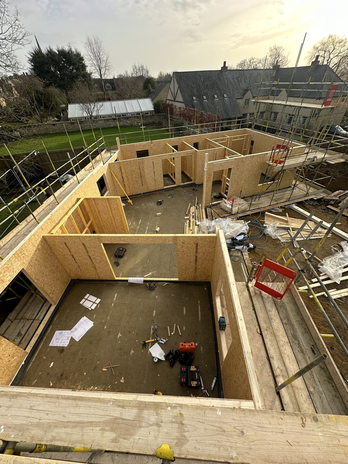 Frame goes up on a building project by Romenzo Construction